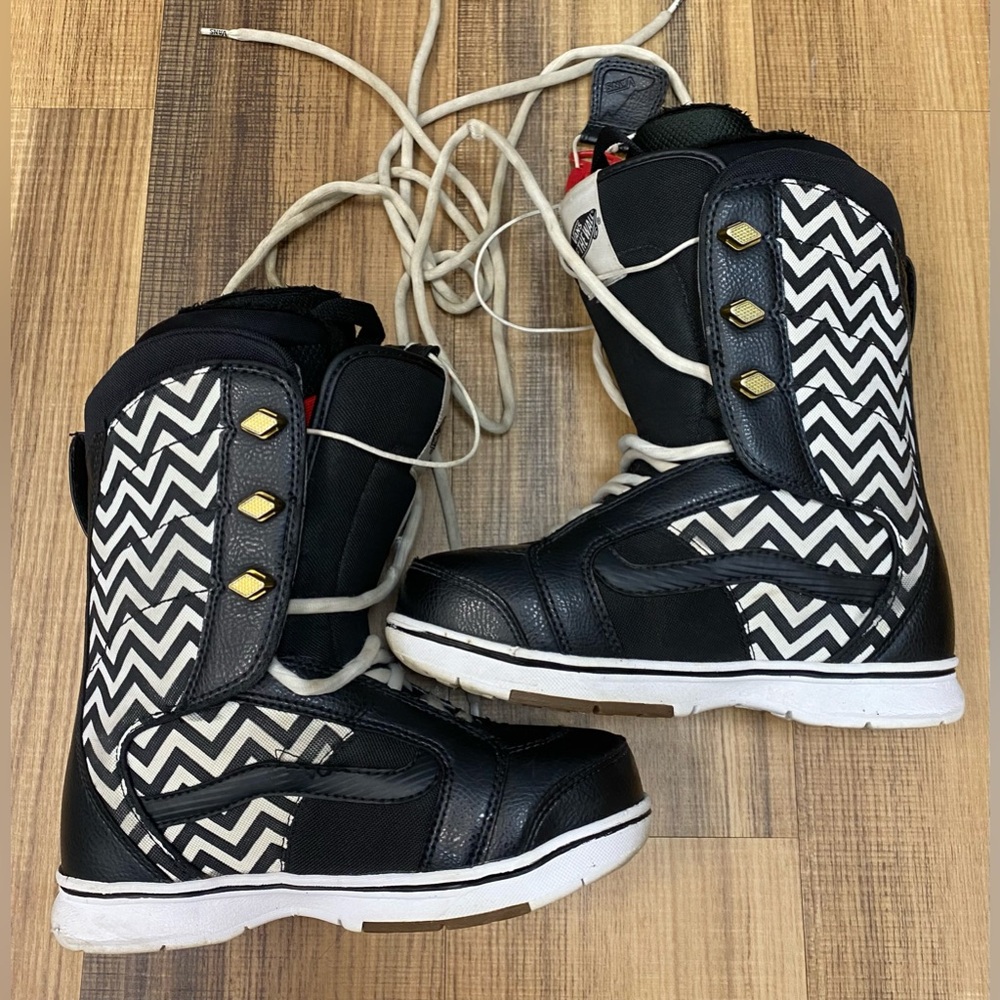 Vans Hi Standard Snowboard Boots Womens 7 Black Chevron